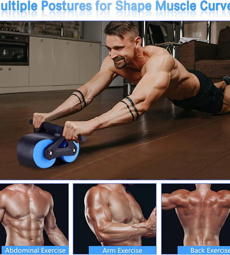 Automatic Rebound Ab Roller Wheel Double Wheel Abdominal Trainer for Home Fitness