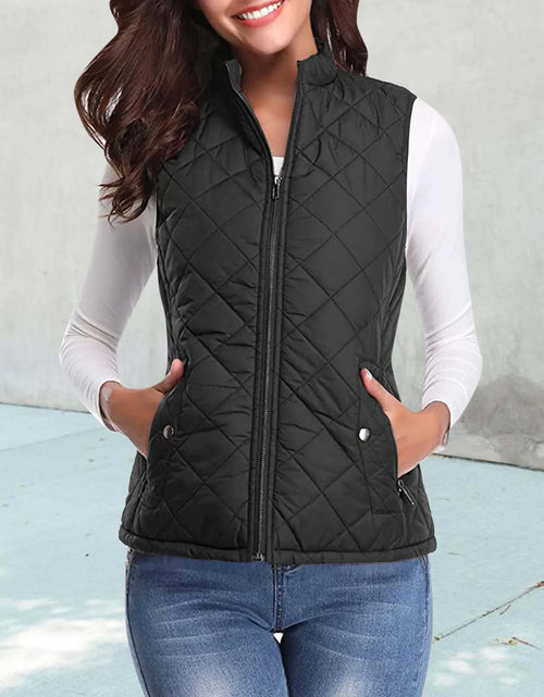 Load image into Gallery viewer, Women&#39;S Padded Vest Quilted Jacket Ladies Zipper Sleeveless Waistcoat Autumn Winter Lightweight Comfortable Cotton down Vests
