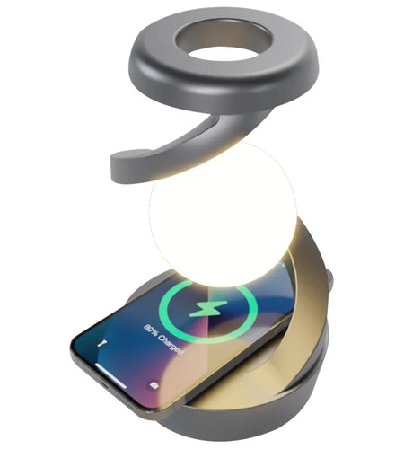 Floating and Spinning in Air with LED Moon Lamp 3D Levitating Ball Lamp RGB with Wireless Phone Charger Floating Moon Table Lamp