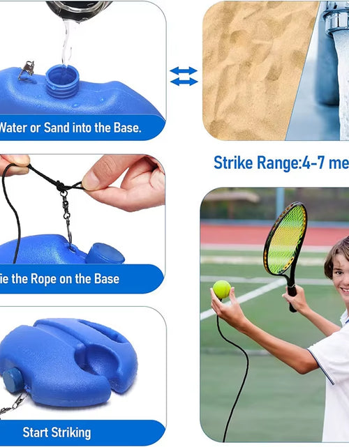 Load image into Gallery viewer, Heavy Duty Tennis Training Aids Base with Elastic Rope Ball Practice Self-Duty Rebound Tennis Trainer Partner Sparring Device
