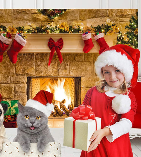 7X5Ft Christmas Photography Backdrops Child Christmas Fireplace Decoration Background for Photo Studio (11209)