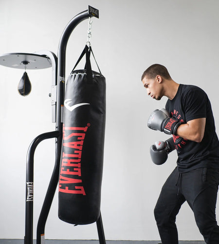 2 Station Dual Heavy Duty Powder Coated Steel Heavy and Speed Bag Stand