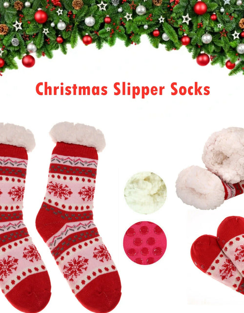 Load image into Gallery viewer, 1Pair Women Men Christmas Slipper Socks Fuzzy Thermal Bed Sherpa Slipper Socks Fleece US 5-11 Christmas Socks
