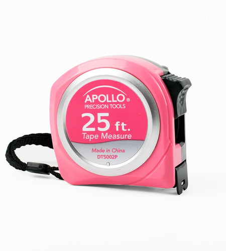 Tools Measuring Tape, 25 Foot Tape Measure with Retractable Blade, Fraction Markings, 1 Inch Nylon Blade, 8 Foot Standout, Lock Button and Belt Clip - Pink Ribbon - Pink - DT5002P