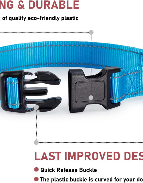 Load image into Gallery viewer, Reflective Dog Collar with Buckle Adjustable Safety Nylon Collars for Small Medium Large Dogs, Blue XL
