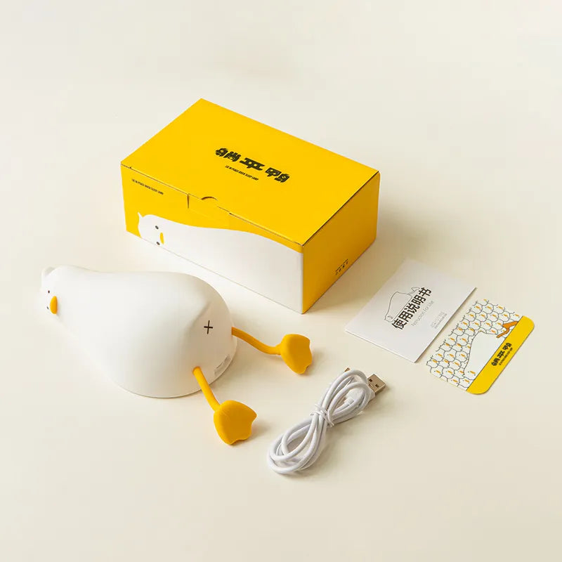 Benson Lying Flat Duck Night Light, LED Squishy Duck Lamp, Cute Light up Duck, Silicone Dimmable Nursery Nightlight,