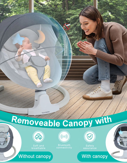 Load image into Gallery viewer, Baby Swing for Infants - APP Remote Bluetooth Control, 5 Speed Settings, 10 Lullabies, USB Plug (Pink)
