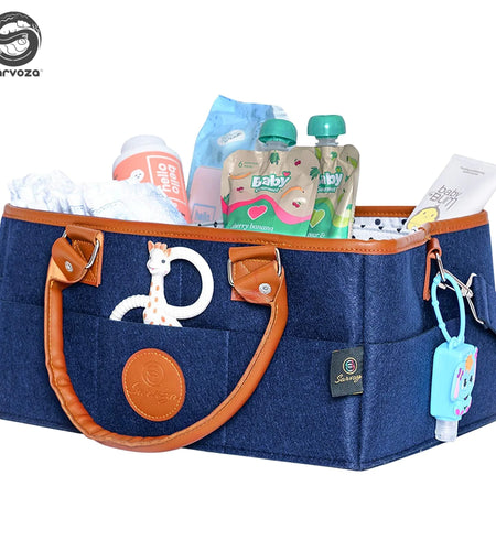 Diaper Caddy Organizer Bag Storage Tote for Baby Stuff Gifts for Moms Blue