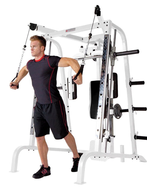 Load image into Gallery viewer, Pro Smith Cage Workout Machine Total Body Training Gym System, White
