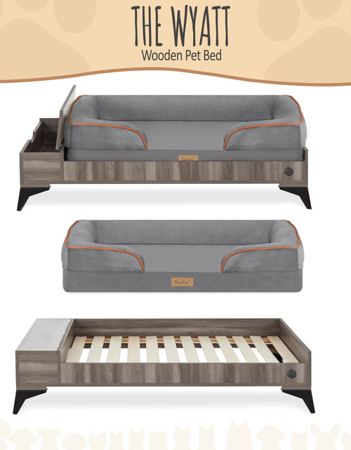 Load image into Gallery viewer, Wyatt Wooden Pet Bed with Mattress | Large to Extra Large Greenguard Gold Certified Dog Bed
