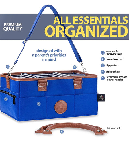 Diaper Caddy Organizer Bag Storage Tote for Baby Stuff Gifts for Moms Blue