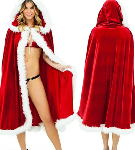 Lady'S Carnival Party Hooded Winter Christmas Cosplay Costumes Santa Claus Cloak Women Sexy Christmas Cape