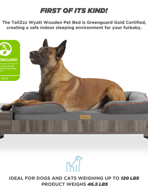 Load image into Gallery viewer, Wyatt Wooden Pet Bed with Mattress | Large to Extra Large Greenguard Gold Certified Dog Bed
