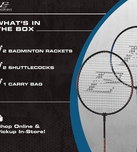 2 Player Badminton Racket Set; 2 Rackets with Steel Shafts, 2 Shuttlecock Birdies