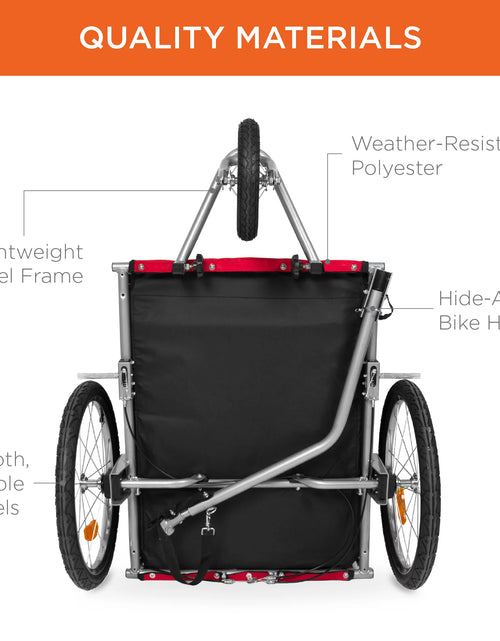 Load image into Gallery viewer, 2-In-1 Dog Bike Trailer, Pet Stroller Bicycle Carrier W/ Hitch, Brakes, Visibility Flag, Reflector
