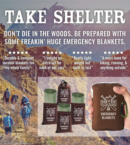 - Freakin’ Huge Emergency Blankets [4-Pack] Extra-Large Thermal Mylar Space Blankets with Ripstop Nylon Stuff Sacks + Carabiner Zipper Pack