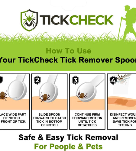Tick Remover Spoon - 3 Pack of Lightweight Tick Remover Tools with Free Tick ID Card & Carabiner (1 Set of 3 Spoons)