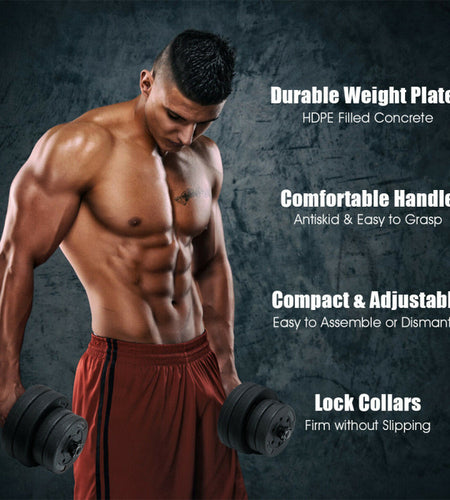 66 Lbs Fitness Dumbbell Weight Set with Adjustable Weight Plates and Handle