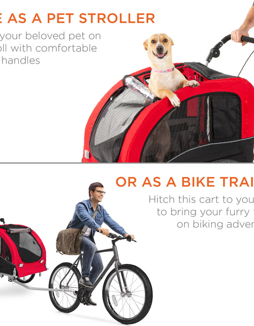 Load image into Gallery viewer, 2-In-1 Dog Bike Trailer, Pet Stroller Bicycle Carrier W/ Hitch, Brakes, Visibility Flag, Reflector
