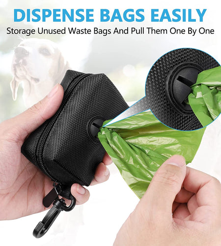 2 Pack Dog Poop Bag Holder for Leash Attachment - Waste Bag Dispenser for Leash - Fits Any Dog Leash - Portable Set with 1 Hand Free Holder Metal Carrier - Black&Purple