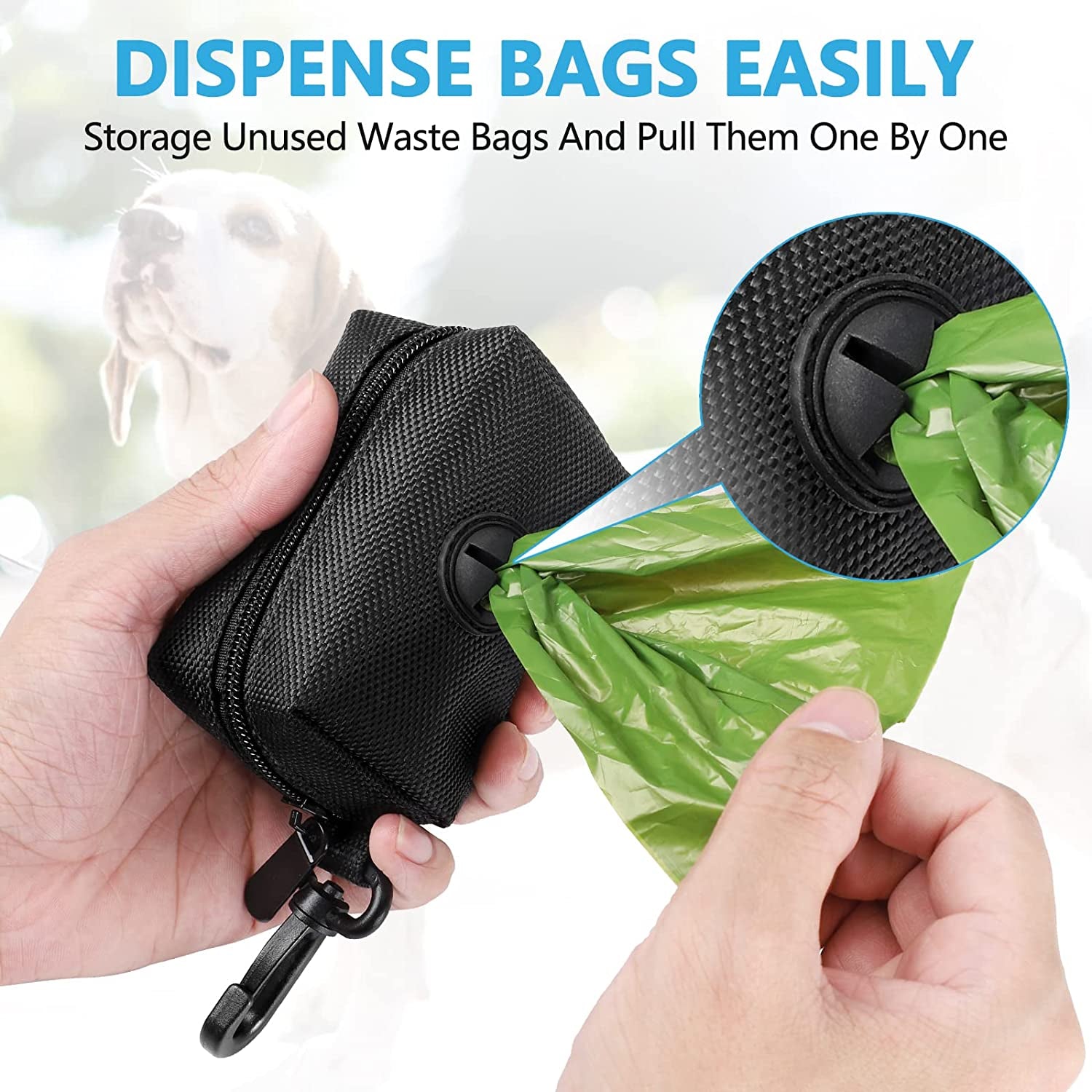 2 Pack Dog Poop Bag Holder for Leash Attachment - Waste Bag Dispenser for Leash - Fits Any Dog Leash - Portable Set with 1 Hand Free Holder Metal Carrier - Black&Purple