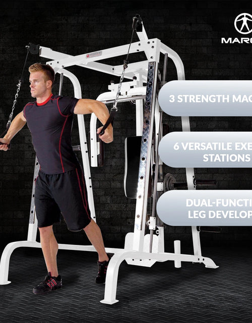 Load image into Gallery viewer, Pro Smith Cage Workout Machine Total Body Training Gym System, White
