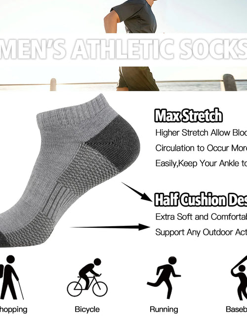 Load image into Gallery viewer, Mens 10 Pairs Athletic Ankle Socks Men&#39;S Breathable Low Cut Socks
