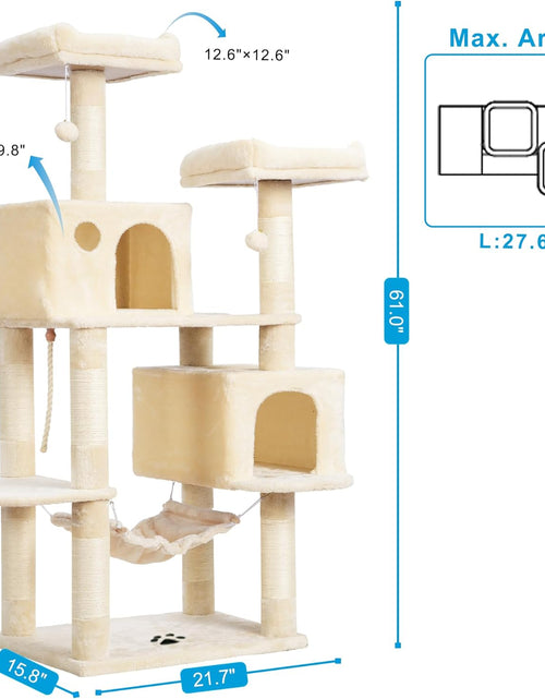 Load image into Gallery viewer, Large Multi-Level Cat Tree Condo Furniture with Sisal-Covered Scratching Posts, 2 Bigger Plush Condos, Perch Hammock for Kittens, Cats and Pets Beige MPJ020M
