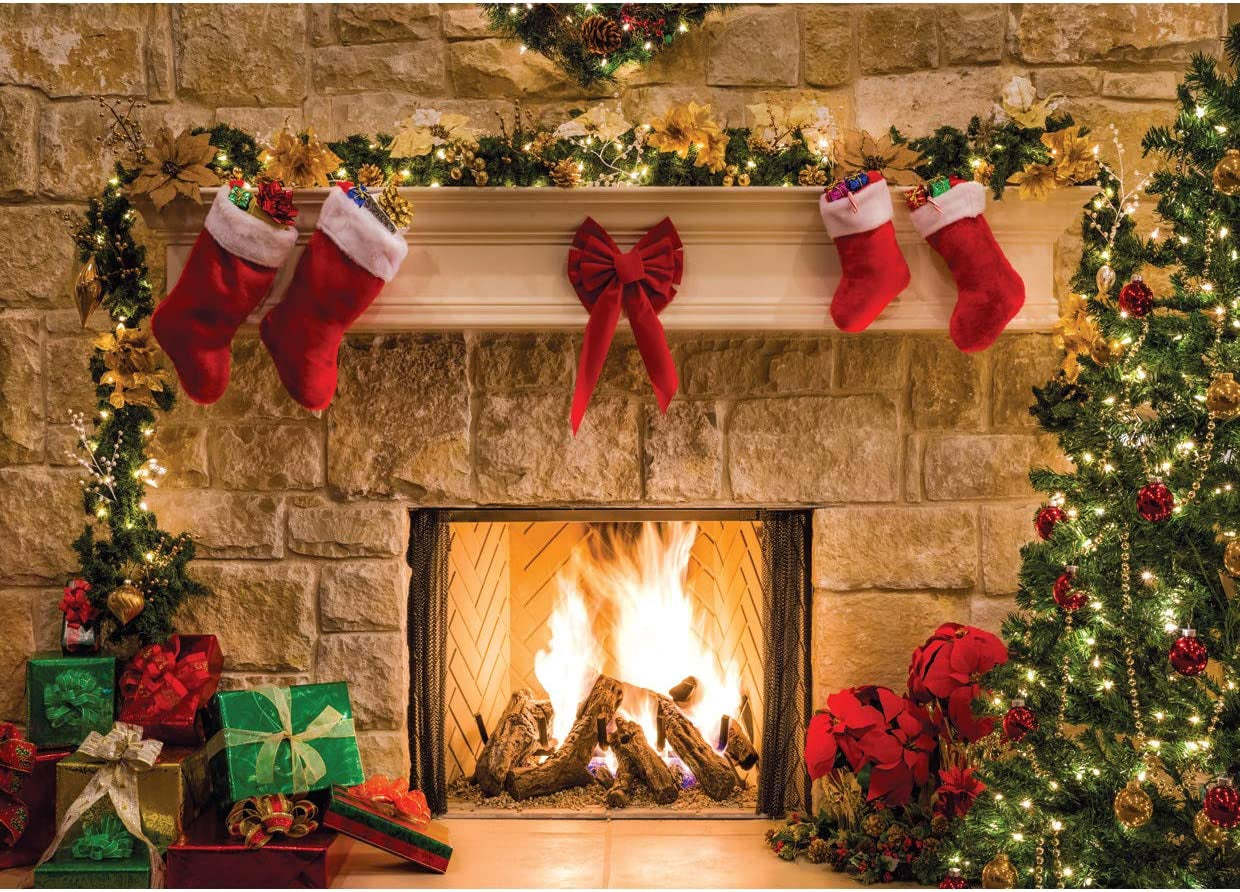 7X5Ft Christmas Photography Backdrops Child Christmas Fireplace Decoration Background for Photo Studio (11209)