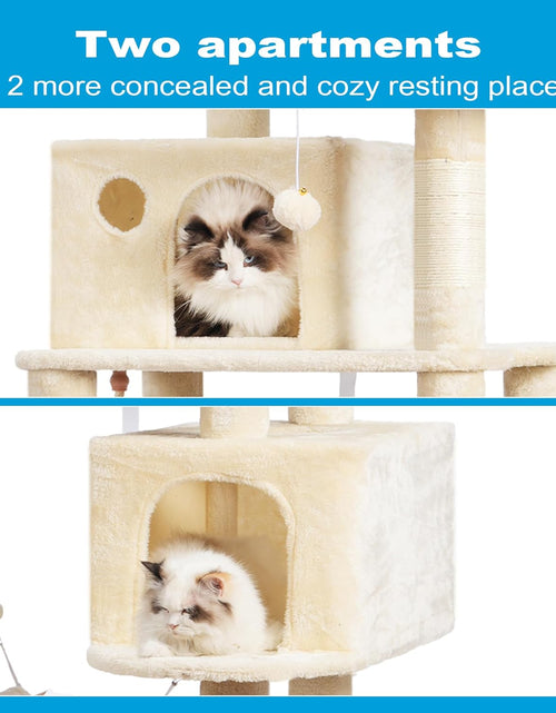 Load image into Gallery viewer, Large Multi-Level Cat Tree Condo Furniture with Sisal-Covered Scratching Posts, 2 Bigger Plush Condos, Perch Hammock for Kittens, Cats and Pets Beige MPJ020M
