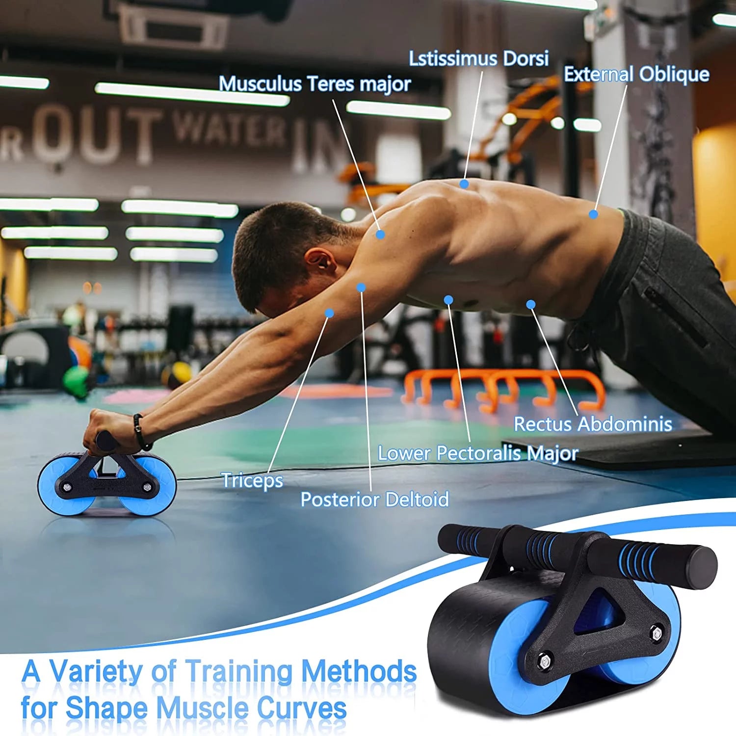 Automatic Rebound Ab Roller Wheel Double Wheel Abdominal Trainer for Home Fitness