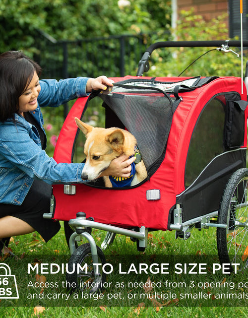 Load image into Gallery viewer, 2-In-1 Dog Bike Trailer, Pet Stroller Bicycle Carrier W/ Hitch, Brakes, Visibility Flag, Reflector
