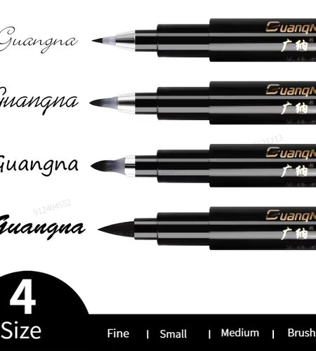 4Pcs/Set Calligraphy Pen Hand Lettering Art Pens Brush Ink Lettering Pens Markers for Writing Drawing Black Ink Pens Art Marker