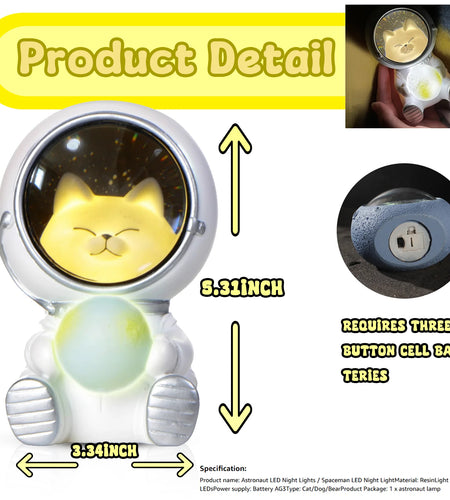 Astronaut Projector Night Light, Cute Spaceman LED Night Light Astronaut Moon Lamps for Kids Adults for Bedroom, Christmas, Birthdays, Space Cat
