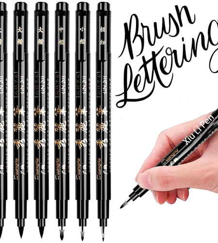 4Pcs/Set Calligraphy Pen Hand Lettering Art Pens Brush Ink Lettering Pens Markers for Writing Drawing Black Ink Pens Art Marker