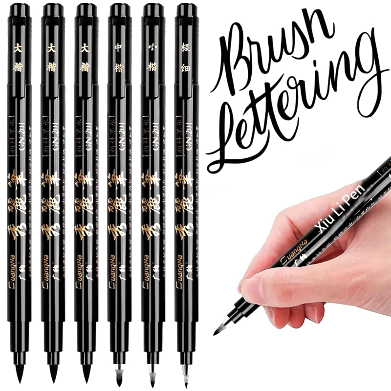 4Pcs/Set Calligraphy Pen Hand Lettering Art Pens Brush Ink Lettering Pens Markers for Writing Drawing Black Ink Pens Art Marker