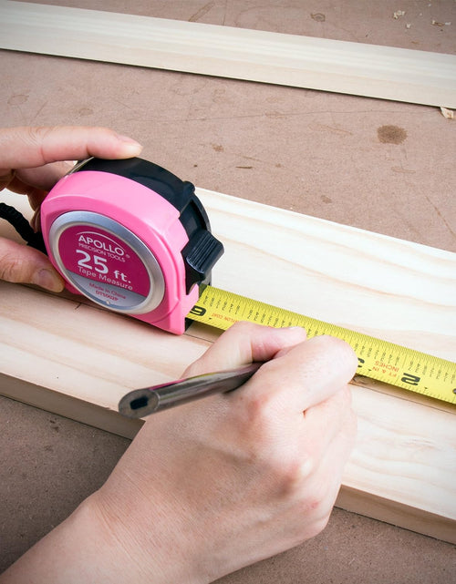 Load image into Gallery viewer, Tools Measuring Tape, 25 Foot Tape Measure with Retractable Blade, Fraction Markings, 1 Inch Nylon Blade, 8 Foot Standout, Lock Button and Belt Clip - Pink Ribbon - Pink - DT5002P
