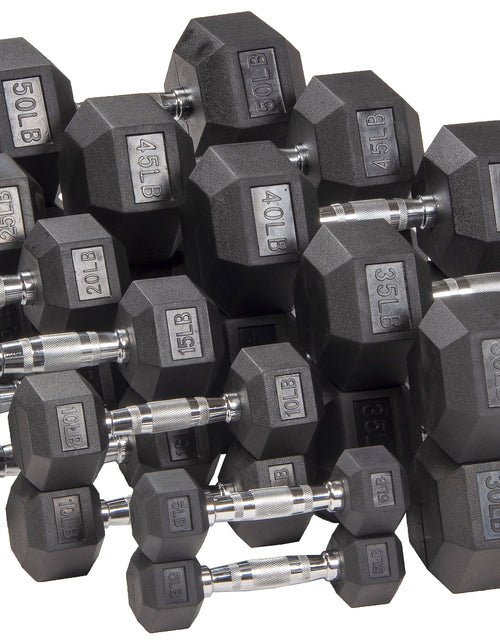 Load image into Gallery viewer, Rubber Encased Hex Dumbbell, 10Lbs, Single
