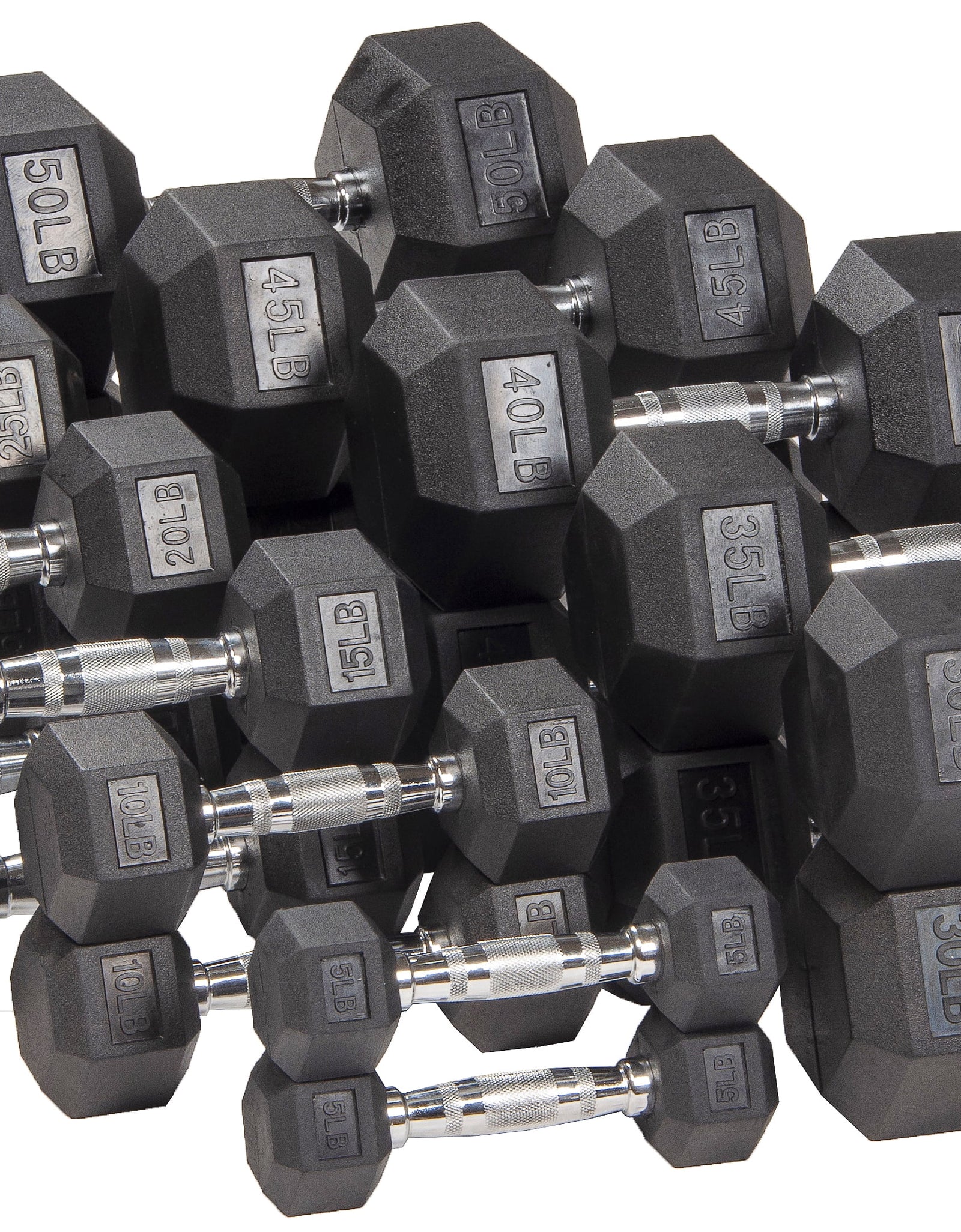 Rubber Encased Hex Dumbbell, 10Lbs, Single