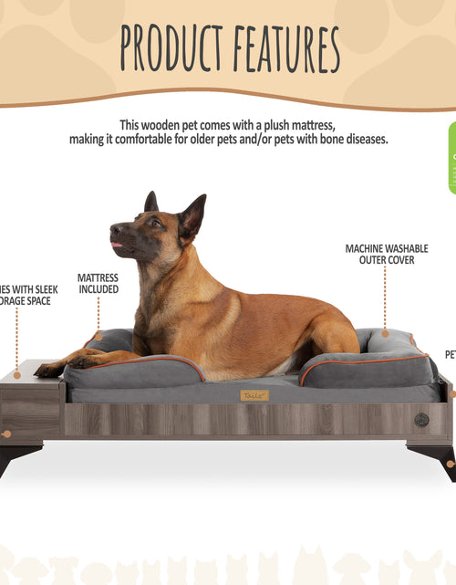 Load image into Gallery viewer, Wyatt Wooden Pet Bed with Mattress | Large to Extra Large Greenguard Gold Certified Dog Bed
