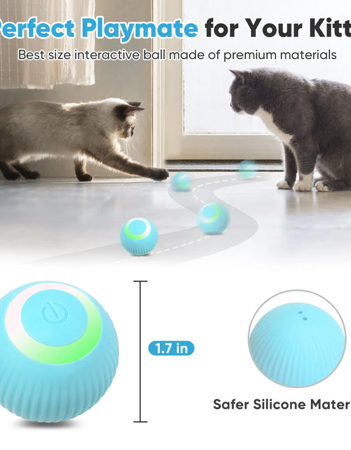 Load image into Gallery viewer, Interactive Cat Toys Ball Automatic Rolling &amp; USB Rechargeable with LED Light for Indoor Playing, Green
