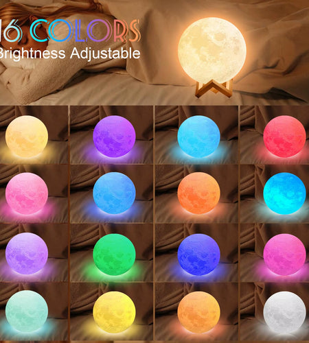 16 Color LED Moon Light USB Rechargeable Remote Control Tap Light Moon Lamp for Bedroom Decoration Kids Birthday Gift Nightlight