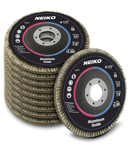 11107A Aluminum Oxide Angle Grinder Sanding Disc, 60 Grit, 4.5” X 7/8” Flap Disc, Flat Type #27 13,300 RPM, Premium & Industrial Grade Grinding Wheel, 10 Pk, Metal Sanding Disc for Angle Grinder