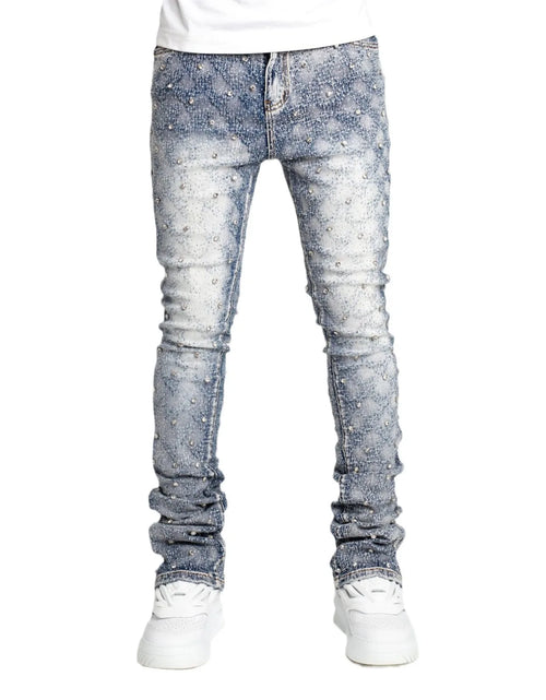 Load image into Gallery viewer, European Personality Stacked Jeans for Men Slim Fit Stretchy Pearls Man&#39;S New Designer Jeans
