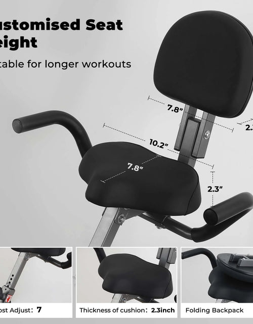 Load image into Gallery viewer, Folding Exercise Bike Stationary Recumbent 3-In-1 Exercise Bike Portable Magnetic with Adjustable Arm Resistance Bands and LCD Monitor and Pulse Grip for Home Use
