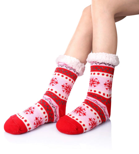 1Pair Women Men Christmas Slipper Socks Fuzzy Thermal Bed Sherpa Slipper Socks Fleece US 5-11 Christmas Socks