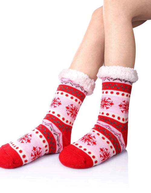 Load image into Gallery viewer, 1Pair Women Men Christmas Slipper Socks Fuzzy Thermal Bed Sherpa Slipper Socks Fleece US 5-11 Christmas Socks
