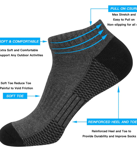 Mens 10 Pairs Athletic Ankle Socks Men'S Breathable Low Cut Socks