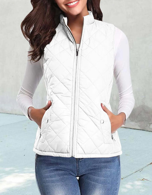 Load image into Gallery viewer, Women&#39;S Padded Vest Quilted Jacket Ladies Zipper Sleeveless Waistcoat Autumn Winter Lightweight Comfortable Cotton down Vests
