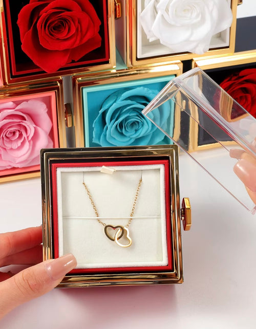 Load image into Gallery viewer, ETERNAL ROSE BOX - W/ENGRAVED NECKLACE &amp; REALROSE Flower Gift Box Heart Pendant Customize Necklace Valentine&#39;S Day Gift for Her
